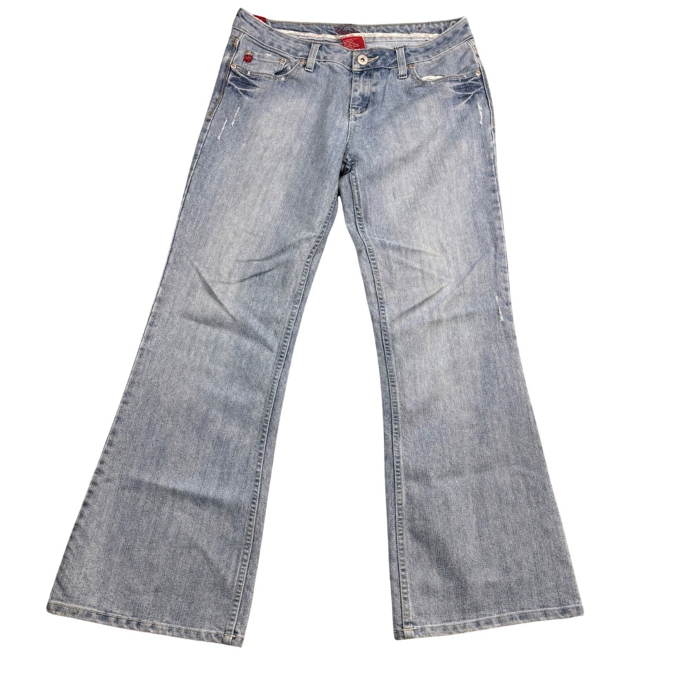 Vanity Flare Leg Jeans Light Wash Low Rise 36-242V1 Blue Denim 28x31